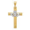 14k Two-tone Claddagh Cross Pendant