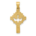 14k Dove Cross Charm