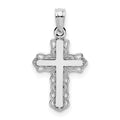14K White Gold w/ Lace Trim and Polished Center Cross Charm