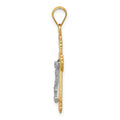 14K Two-tone Diamond-cut Crucifix Pendant