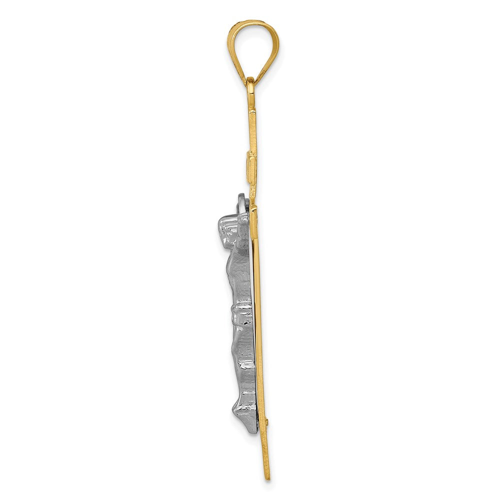14K Two-tone INRI Crucifix Pendant