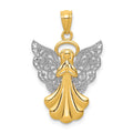 14k w/Rhodium Filigree Angel Pendant