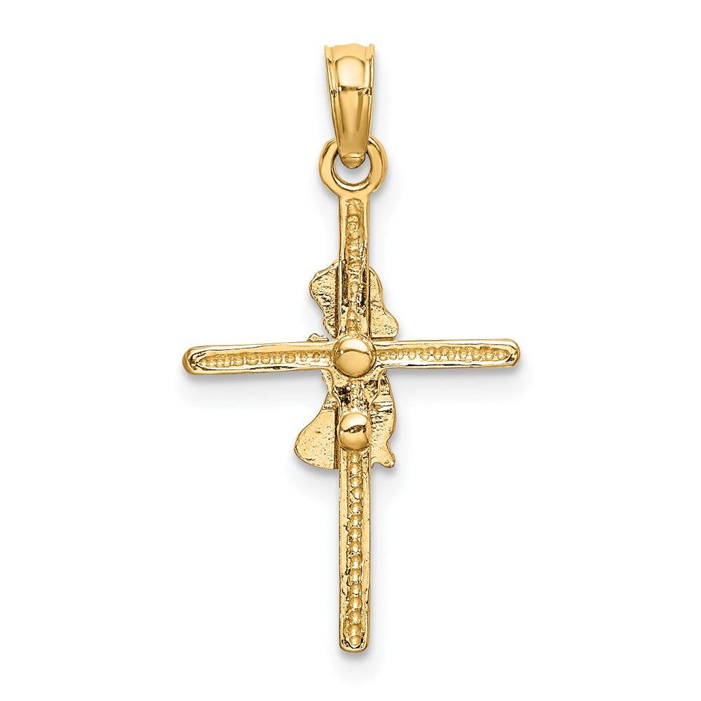 14k Praying Girl Cross Charm