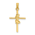 14k Praying Girl Cross Charm