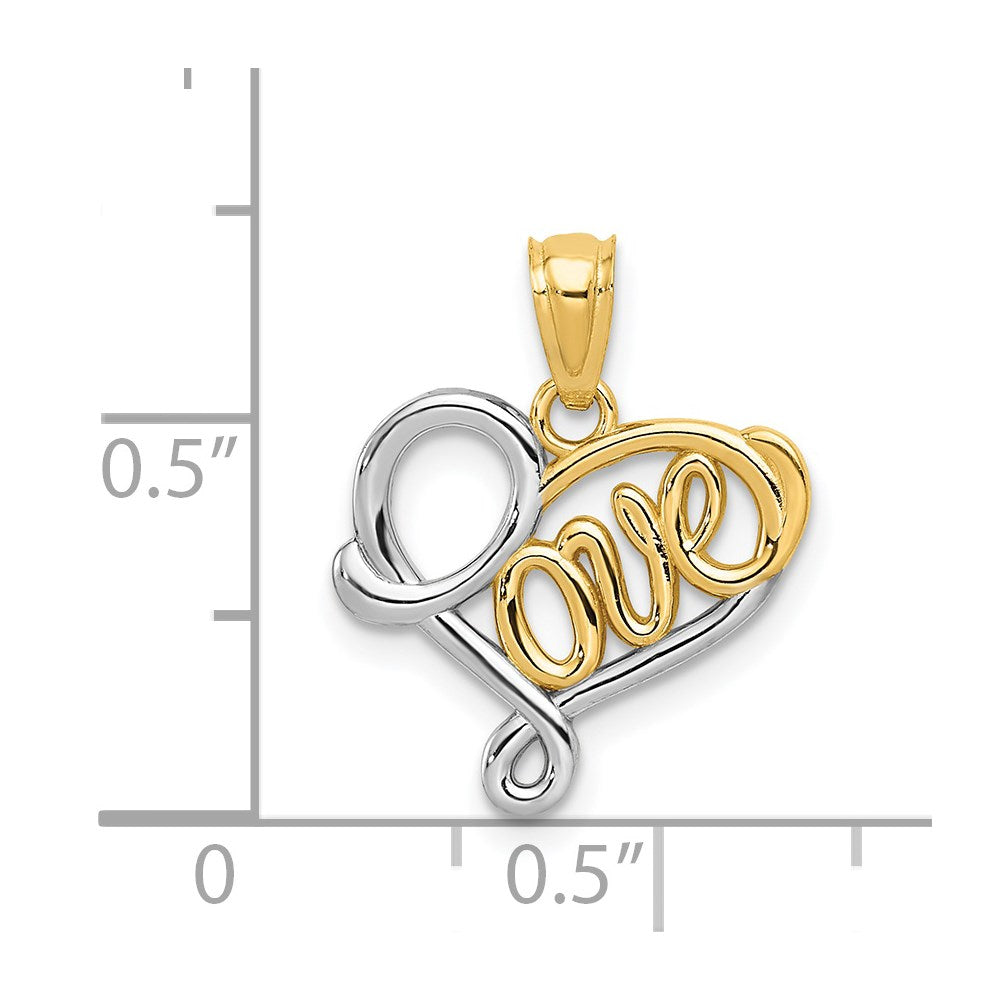 14k and Rhodium LOVE Pendant