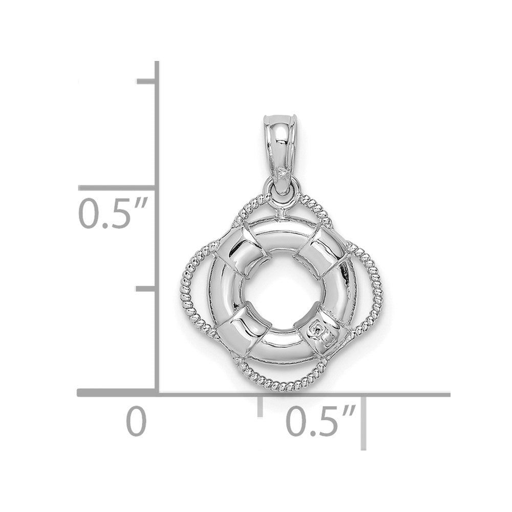14K White 3D Gold Lifesaver Pendant