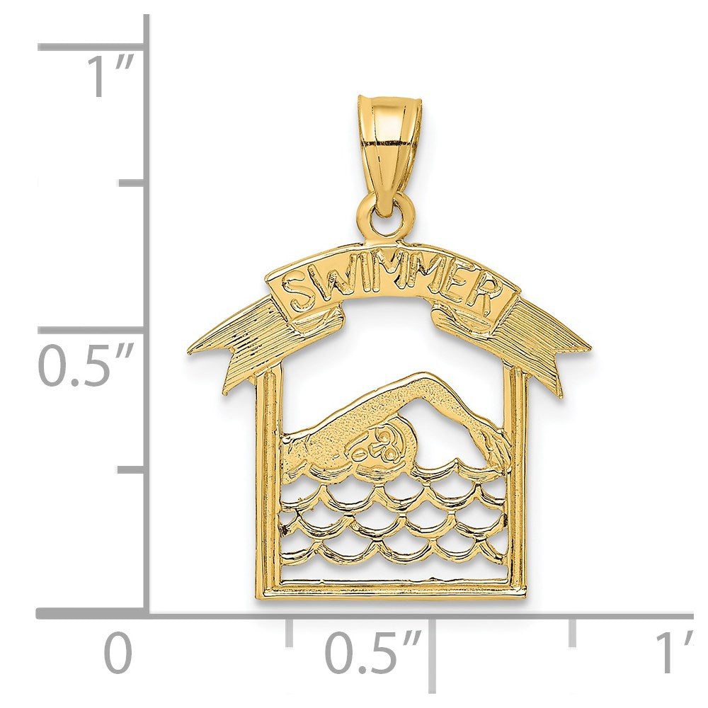 14K SWIMMER In Frame Charm