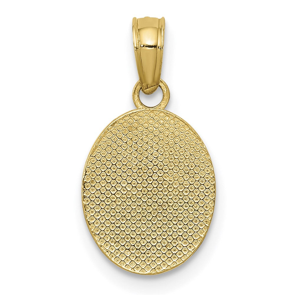 14k Polished Small Fleur De Lis in Oval Pendant