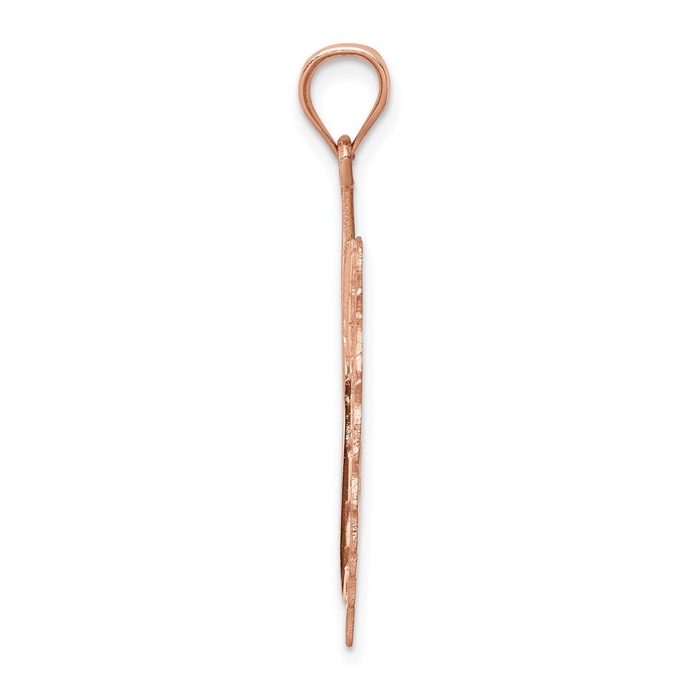 14K Rose Polished Leaf Pendant