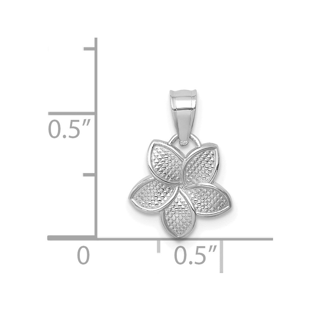 14K White Polished Mini Plumeria Pendant