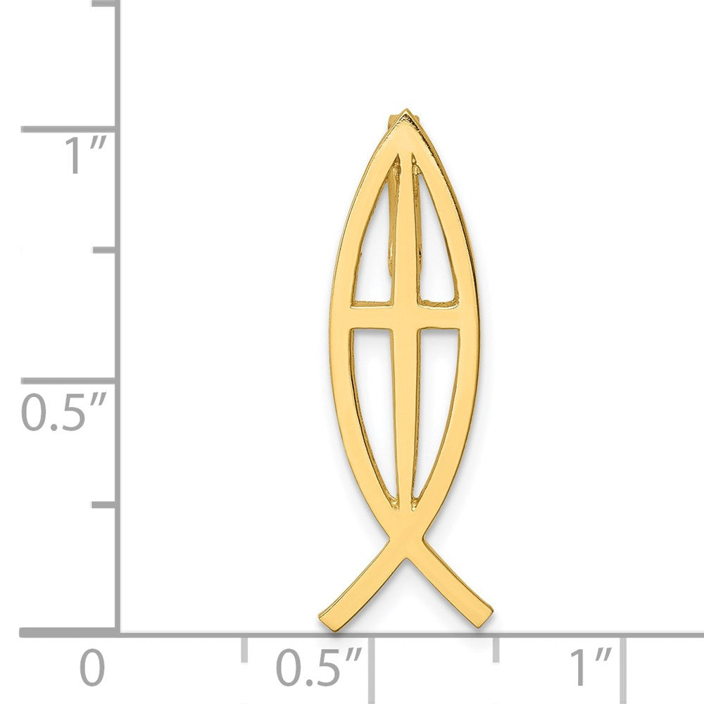 14K Polished Ichthus Cross Fish Slide