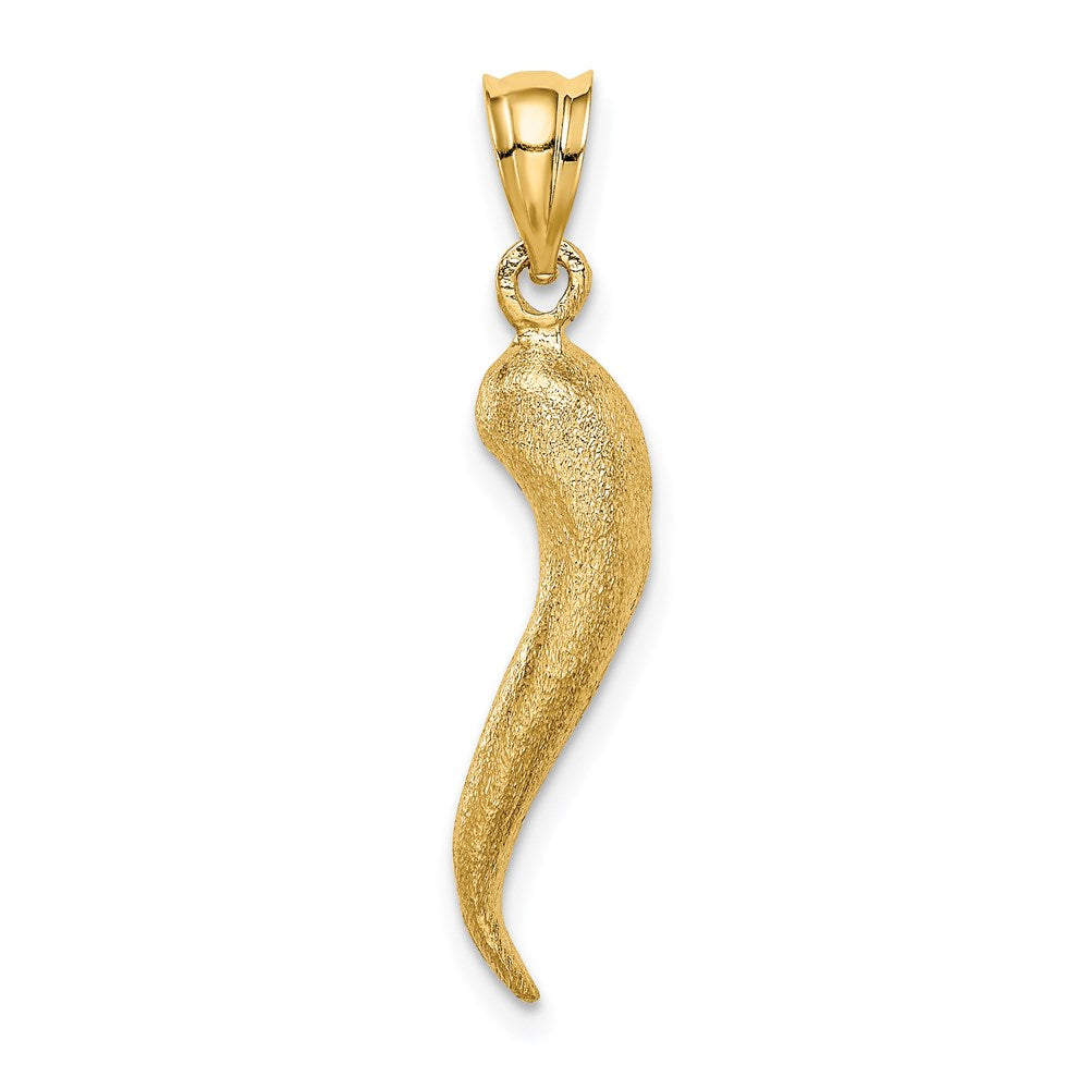 14K Brushed 3D Italian Horn Pendant