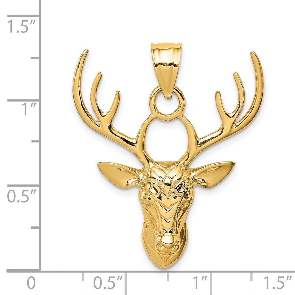 14k Polished Deer Head Pendant