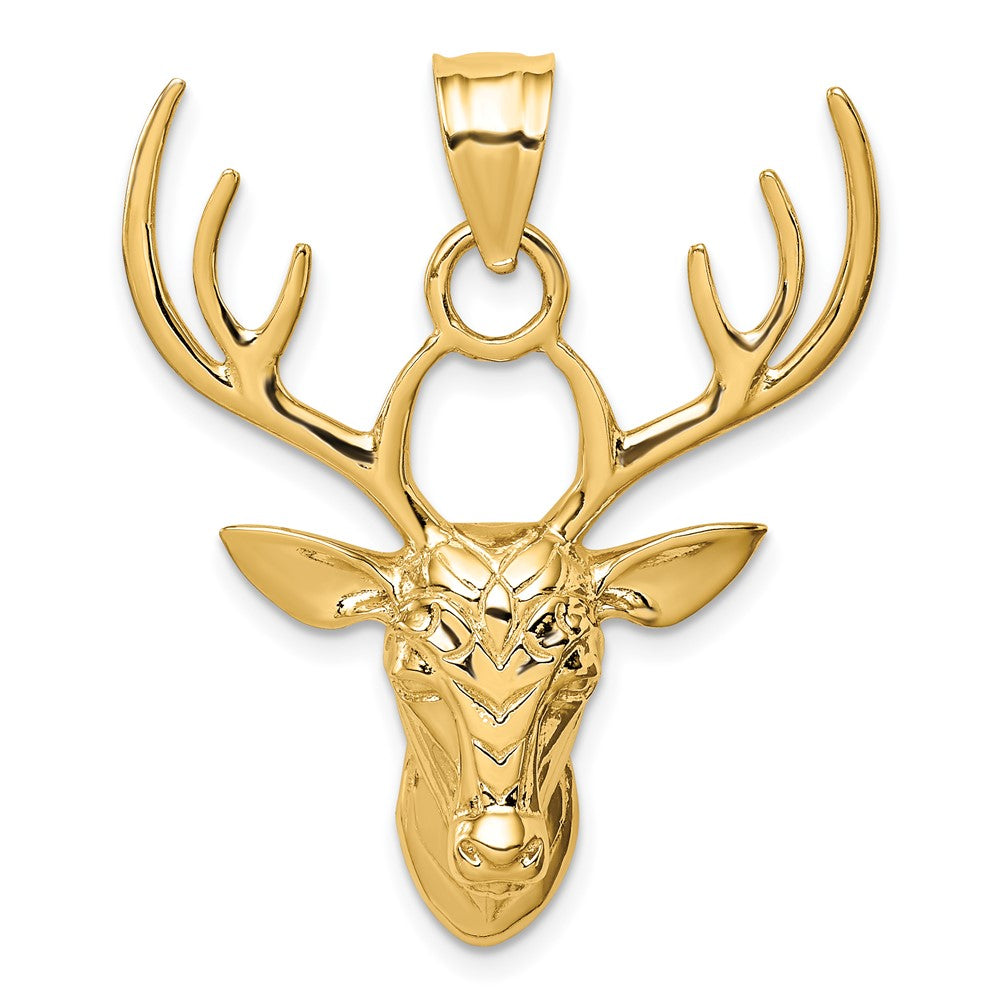 14k Polished Deer Head Pendant
