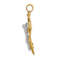 14K Two-tone Polished/Satin D/C Mariner Crucifix Pendant