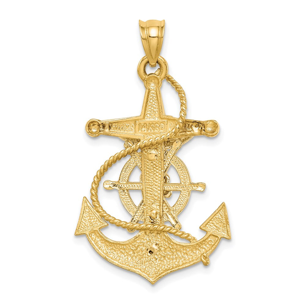 14K Two-tone Polished/Satin D/C Mariner Crucifix Pendant