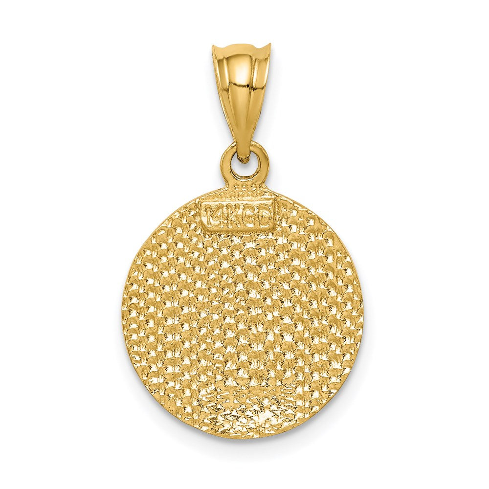 14K Brushed Diamond-Cut Virgin Mary Pendant