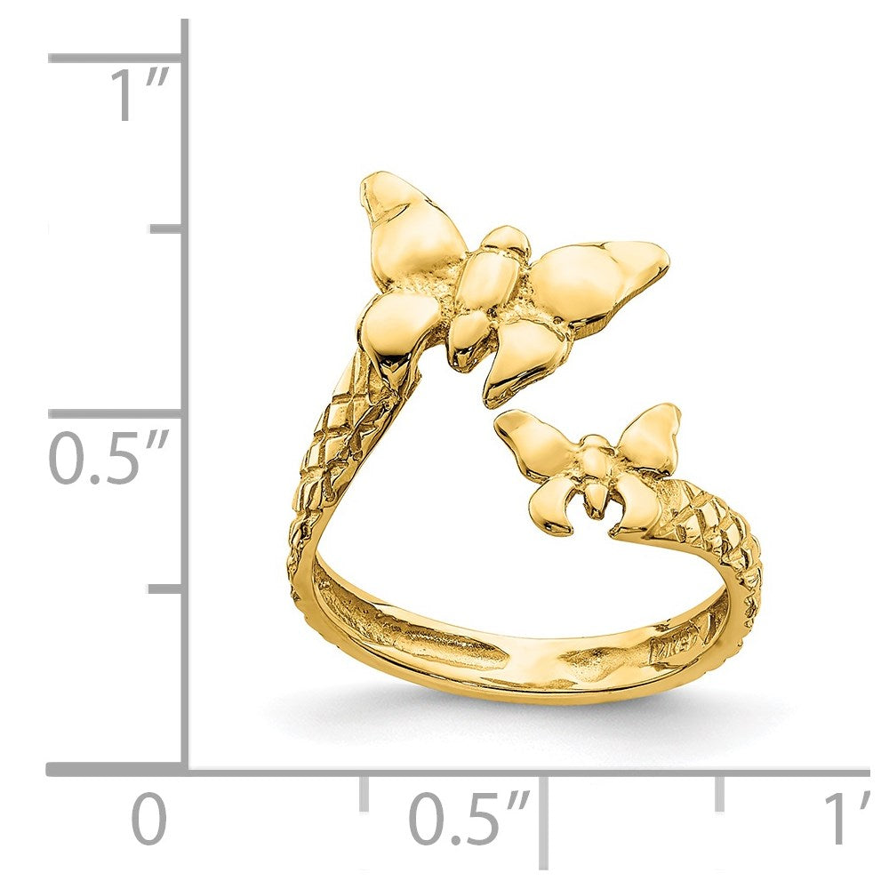 14K Polished & Textured Butterfly Toe Ring