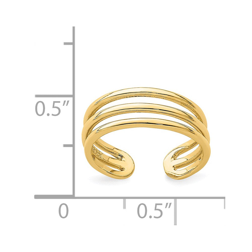 14K Polished 3 Row Toe Ring