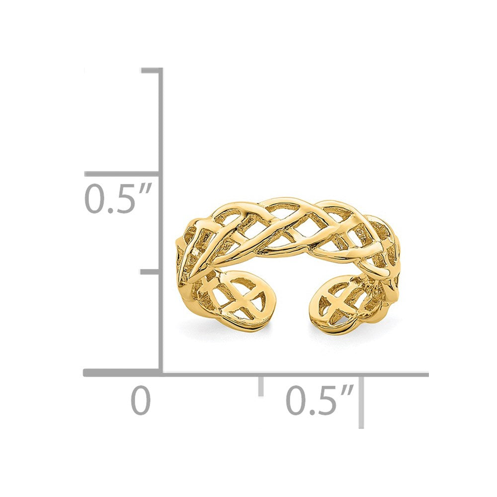 14K Polished Braided Toe Ring