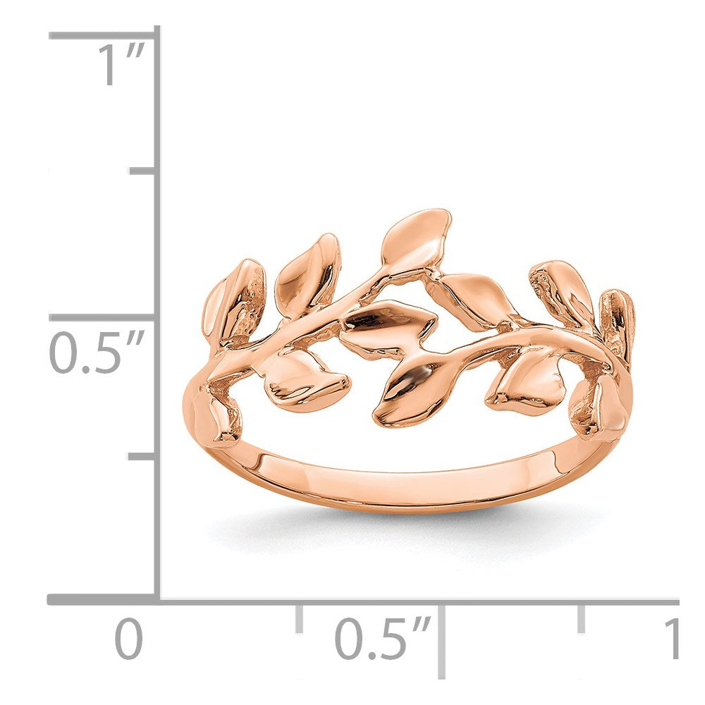 14K Rose Polished Leaf Ring