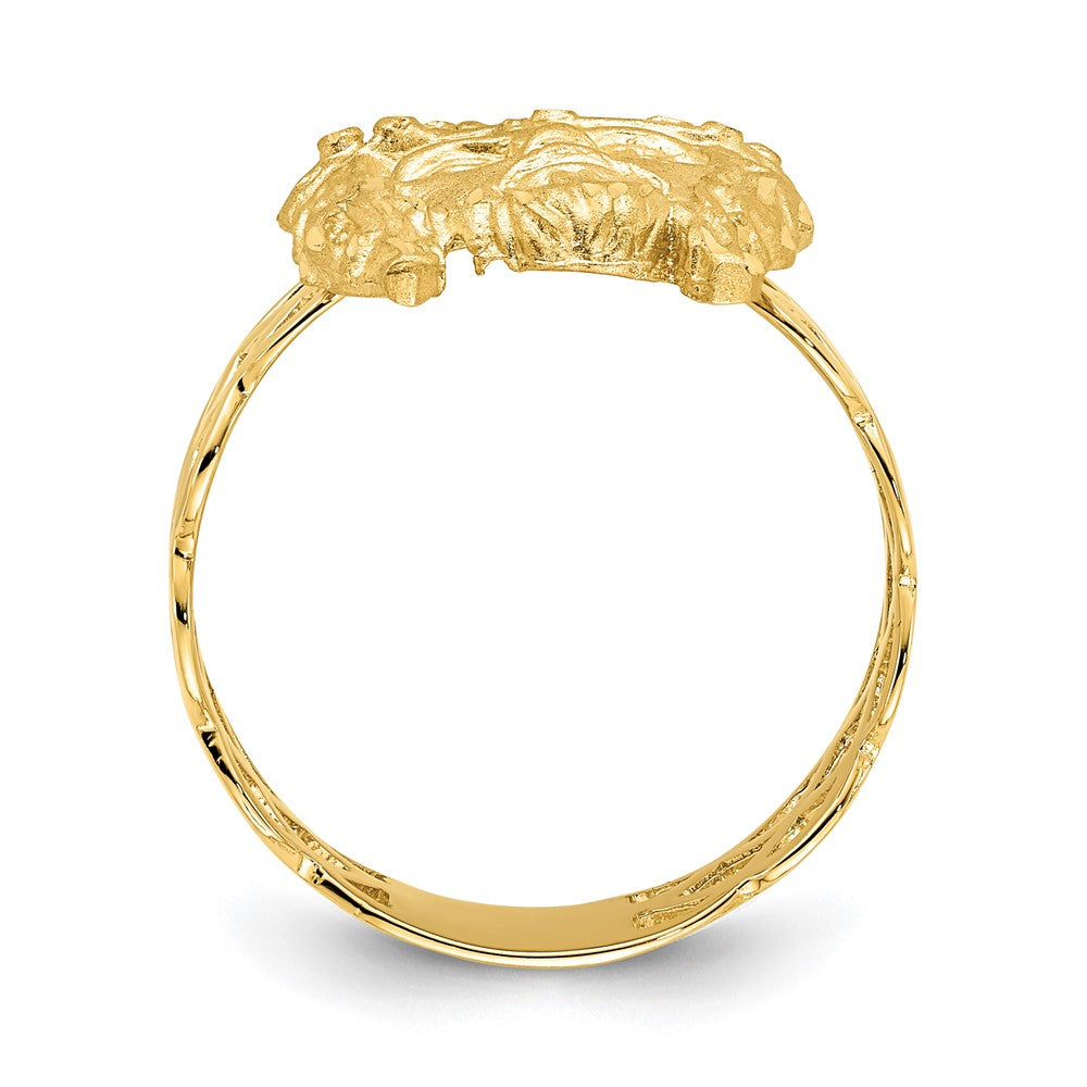 14K Brushed & Polished D/C Jesus Head Ring
