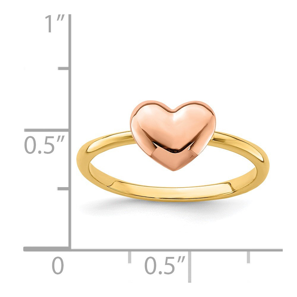 14K Two-tone Polished Heart Ring