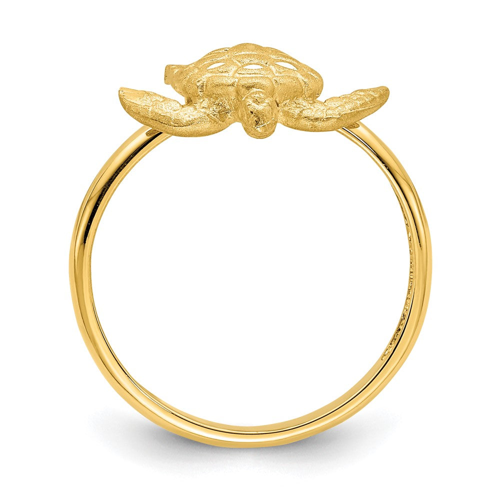14K Brushed & Polished D/C Turtle Ring