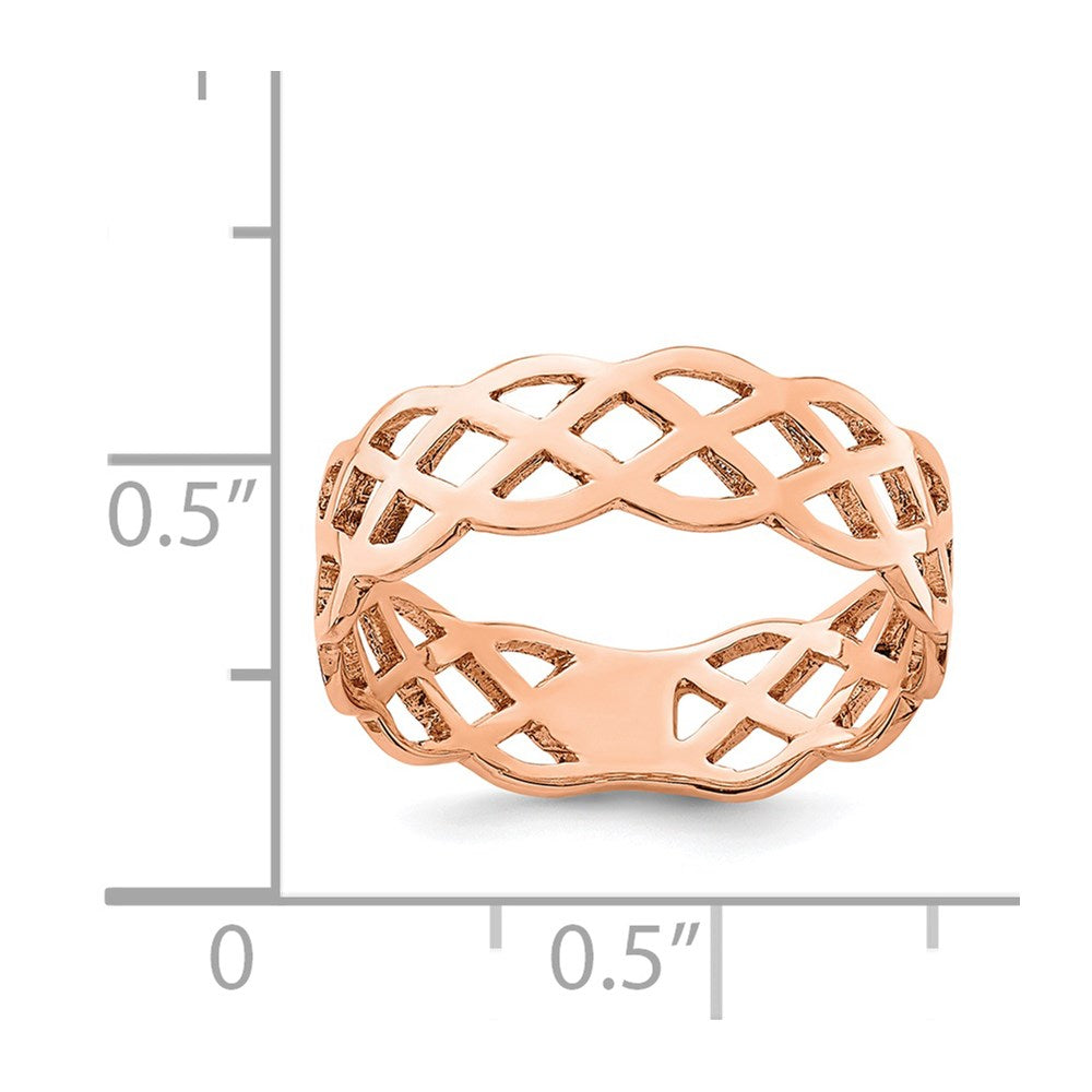 14K Rose Polished Weave Ring