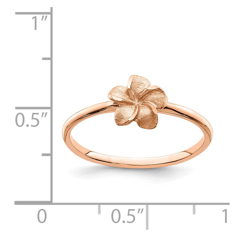 14k Rose Brushed & Polished D/C Plumeria Ring