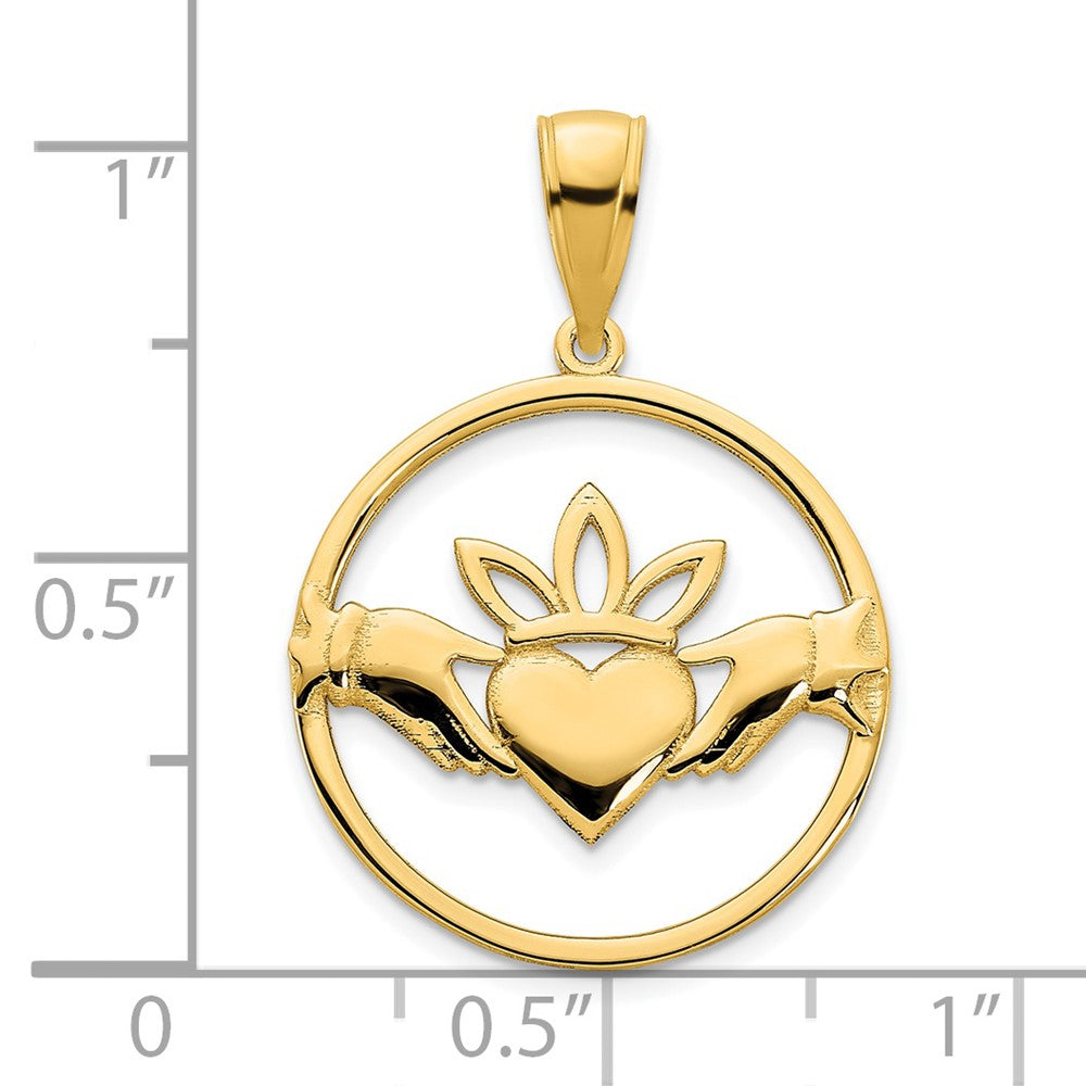 14k Claddagh Circle Pendant
