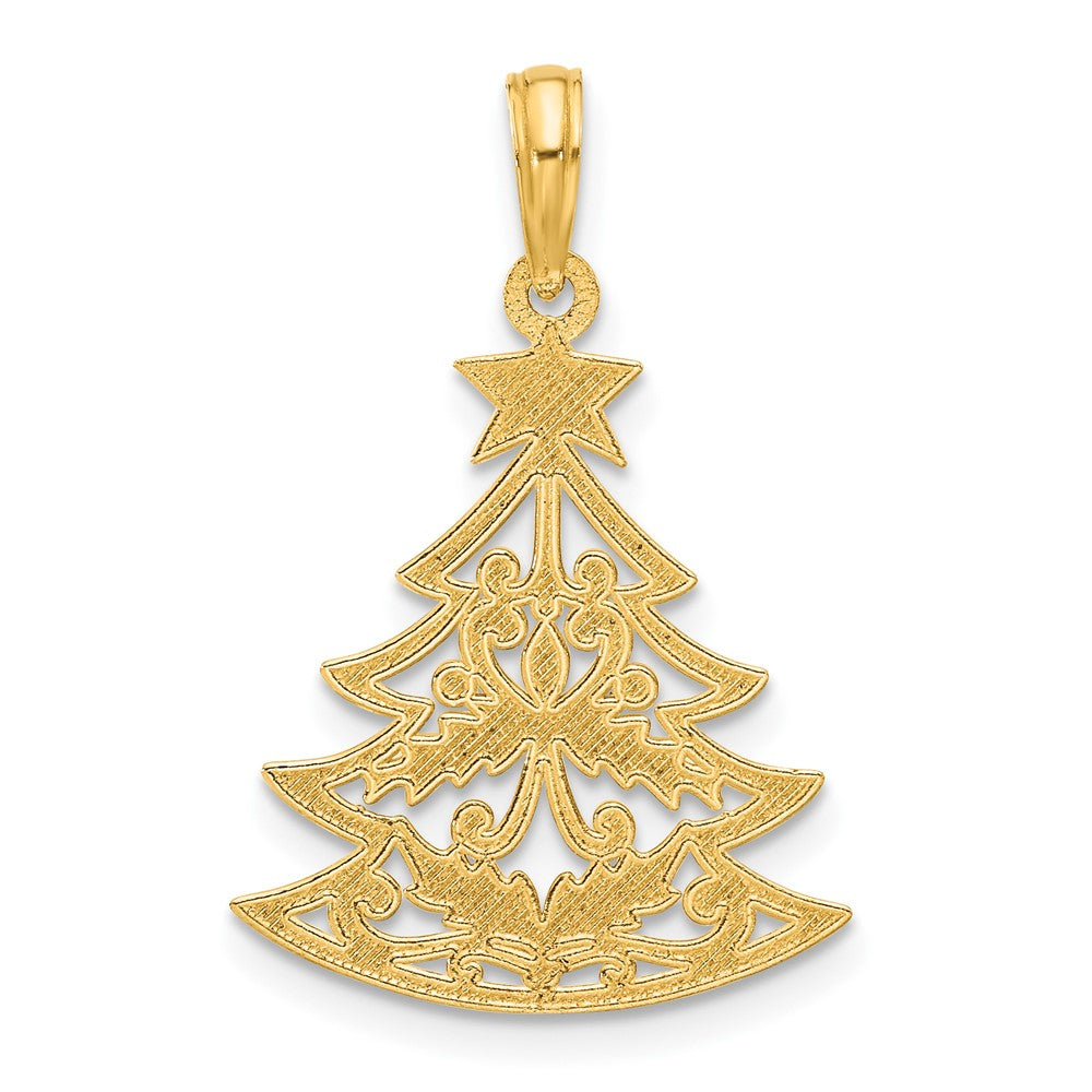 14k Polished Fancy Scrolled Christmas Tree Pendant