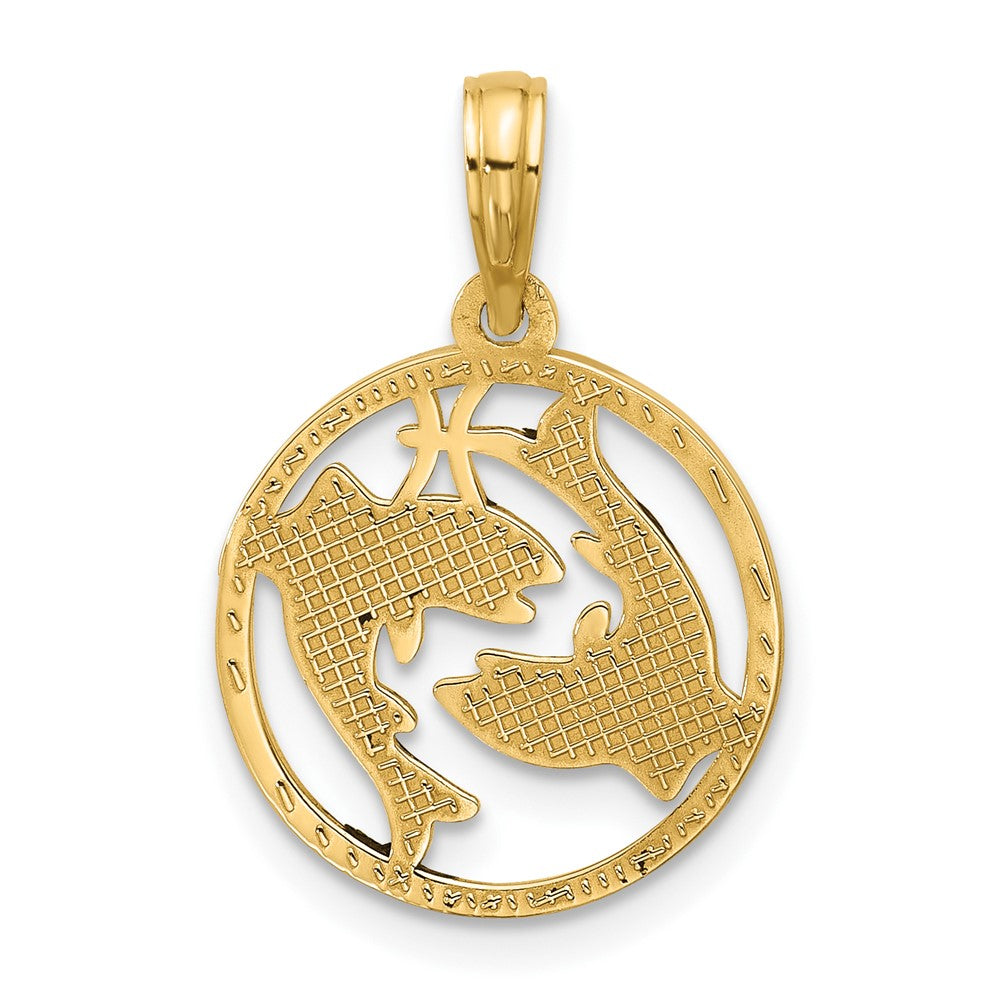 14K Polished Round Pisces Pendant