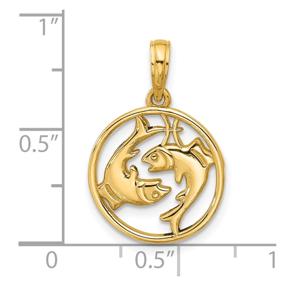 14K Polished Round Pisces Pendant