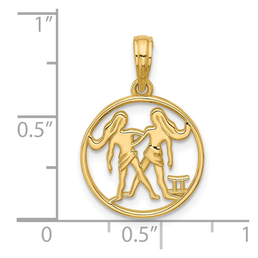 14K Polished Round Gemini Pendant