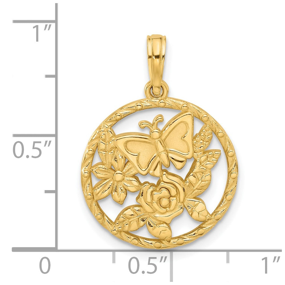 14K Polished Fancy Butterfly and Hearts Charm
