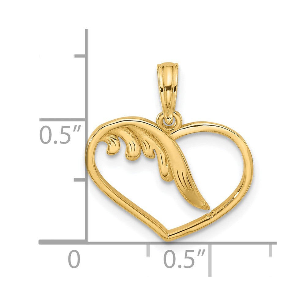 14K Polished Fancy Wings and Heart Charm