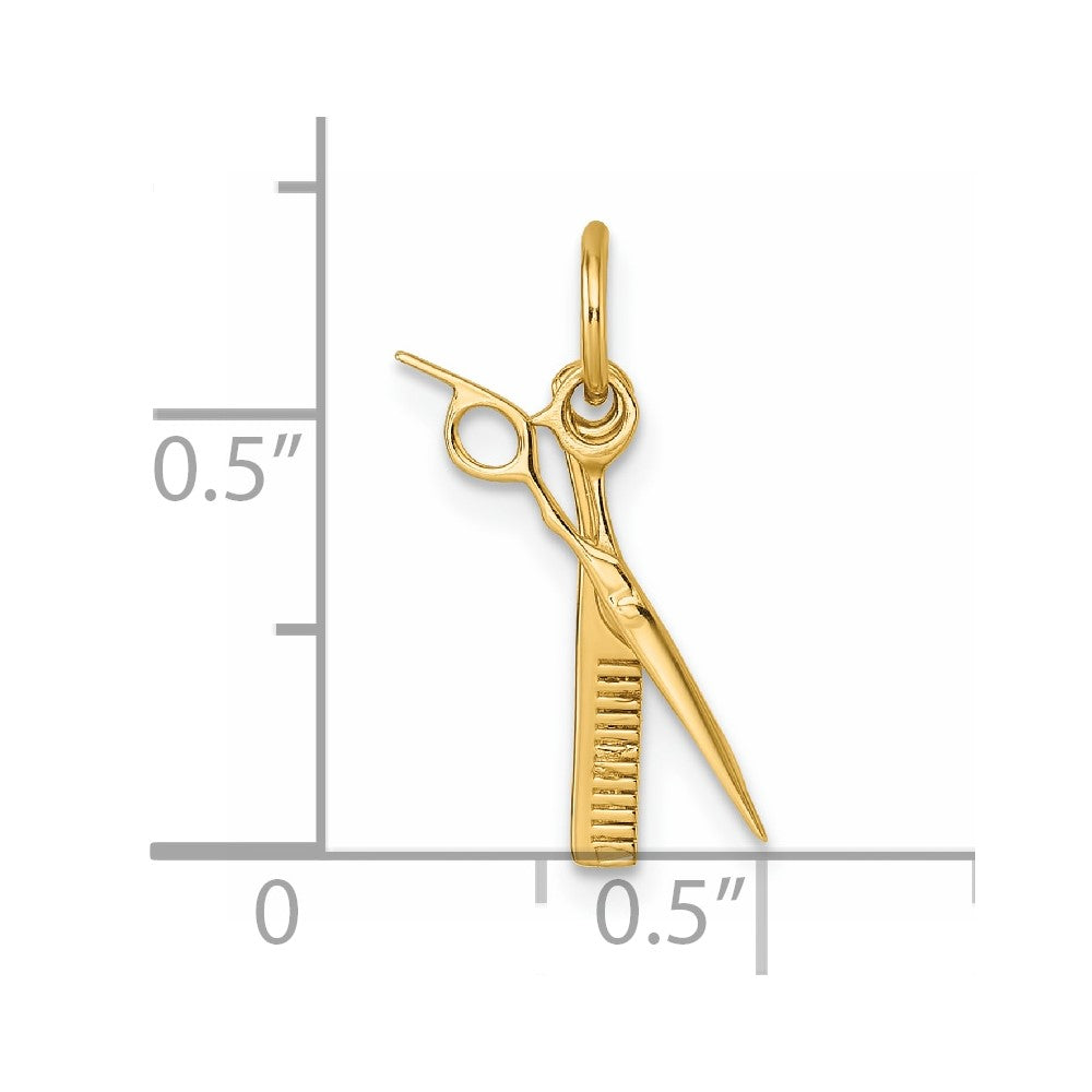 14ky Fancy Comb and Scissors Pendant