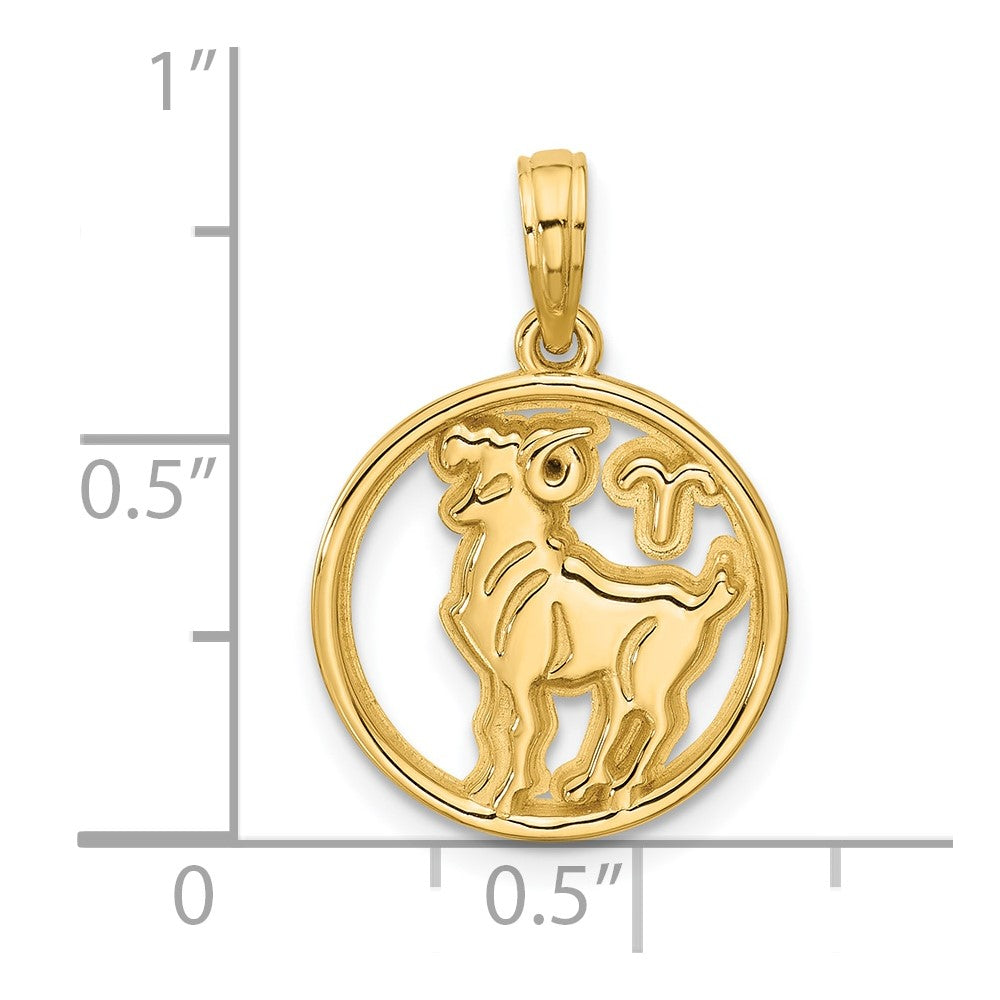 14K Polished Round Aries Pendant