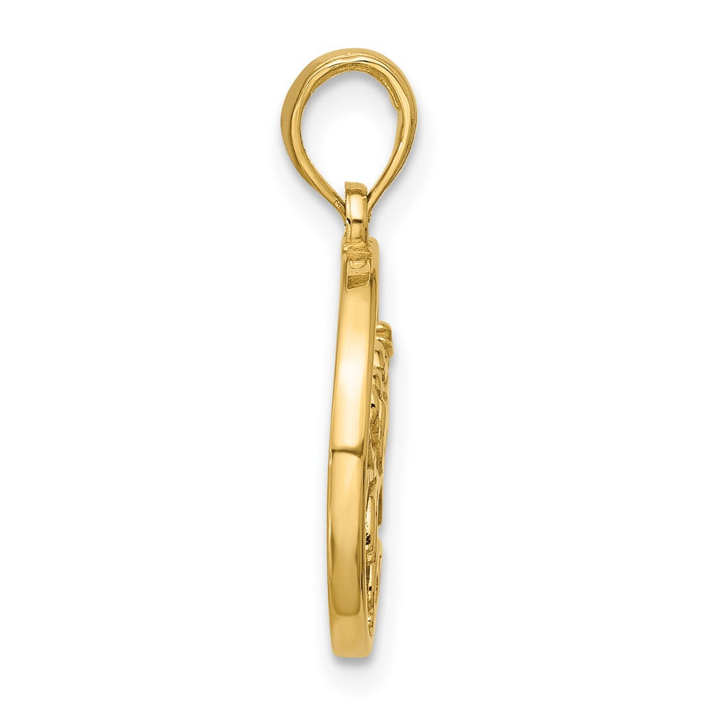 14K Polished Round Cancer Pendant