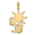 14K Polished Compass And Anchor with Rope Pendant