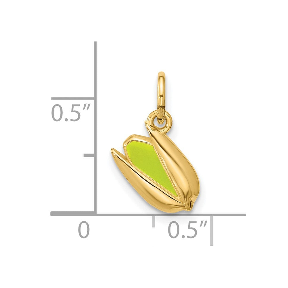 14K Polished Enameled Pistachio Pendant