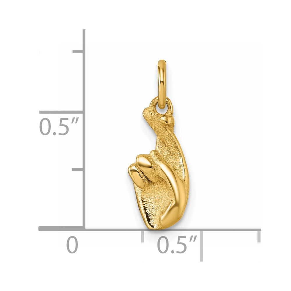 14K Polished Fingers Crossed Hand Pendant