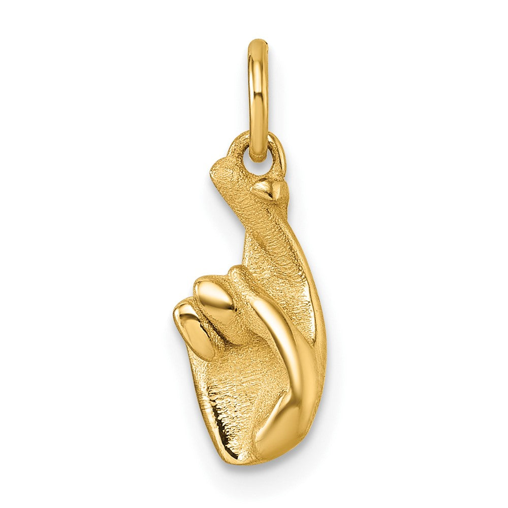 14K Polished Fingers Crossed Hand Pendant