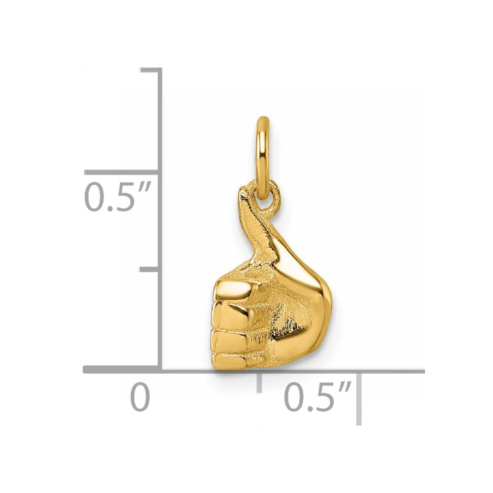 14K Polished Thumbs Up Hand Pendant