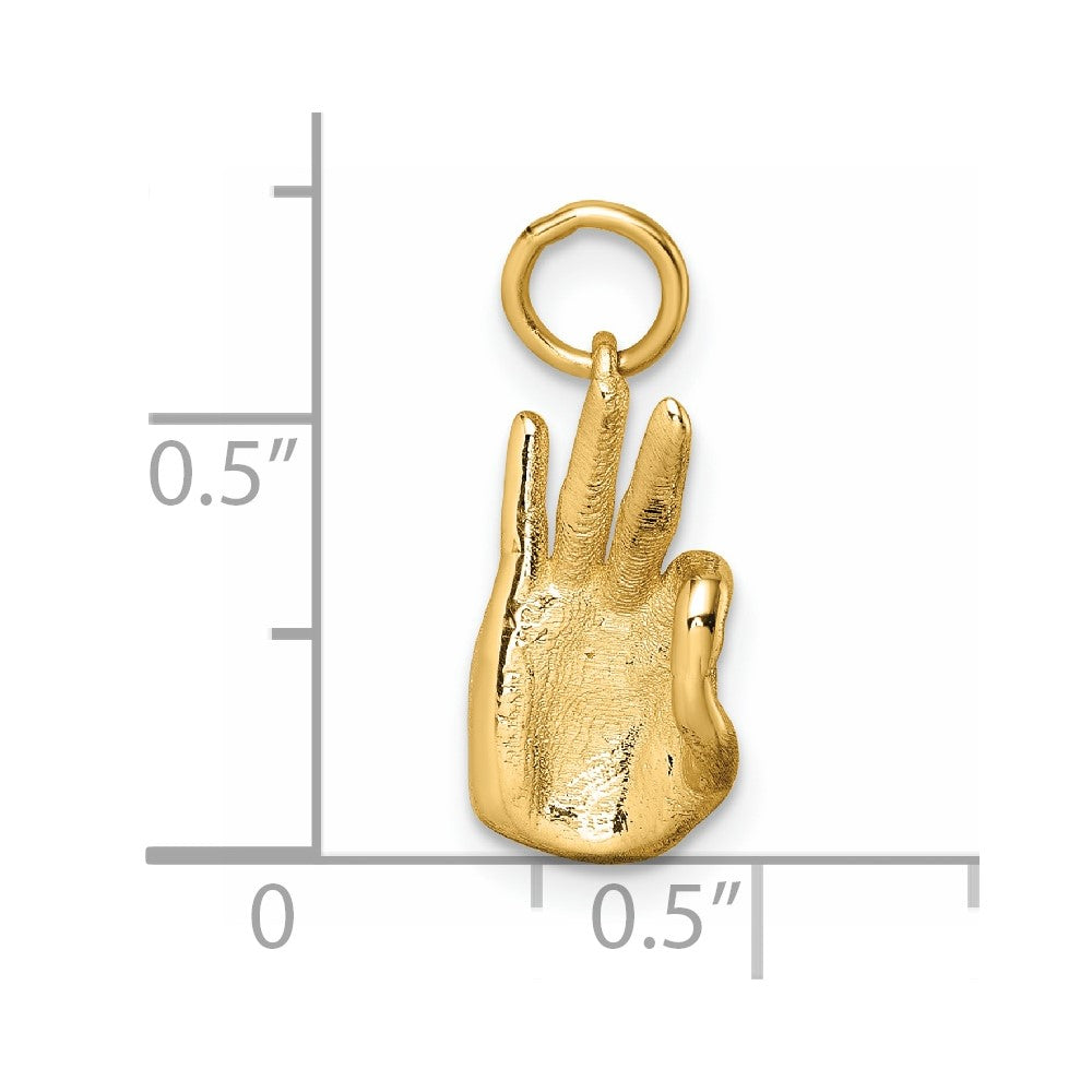 14K Polished OK Hand Pendant
