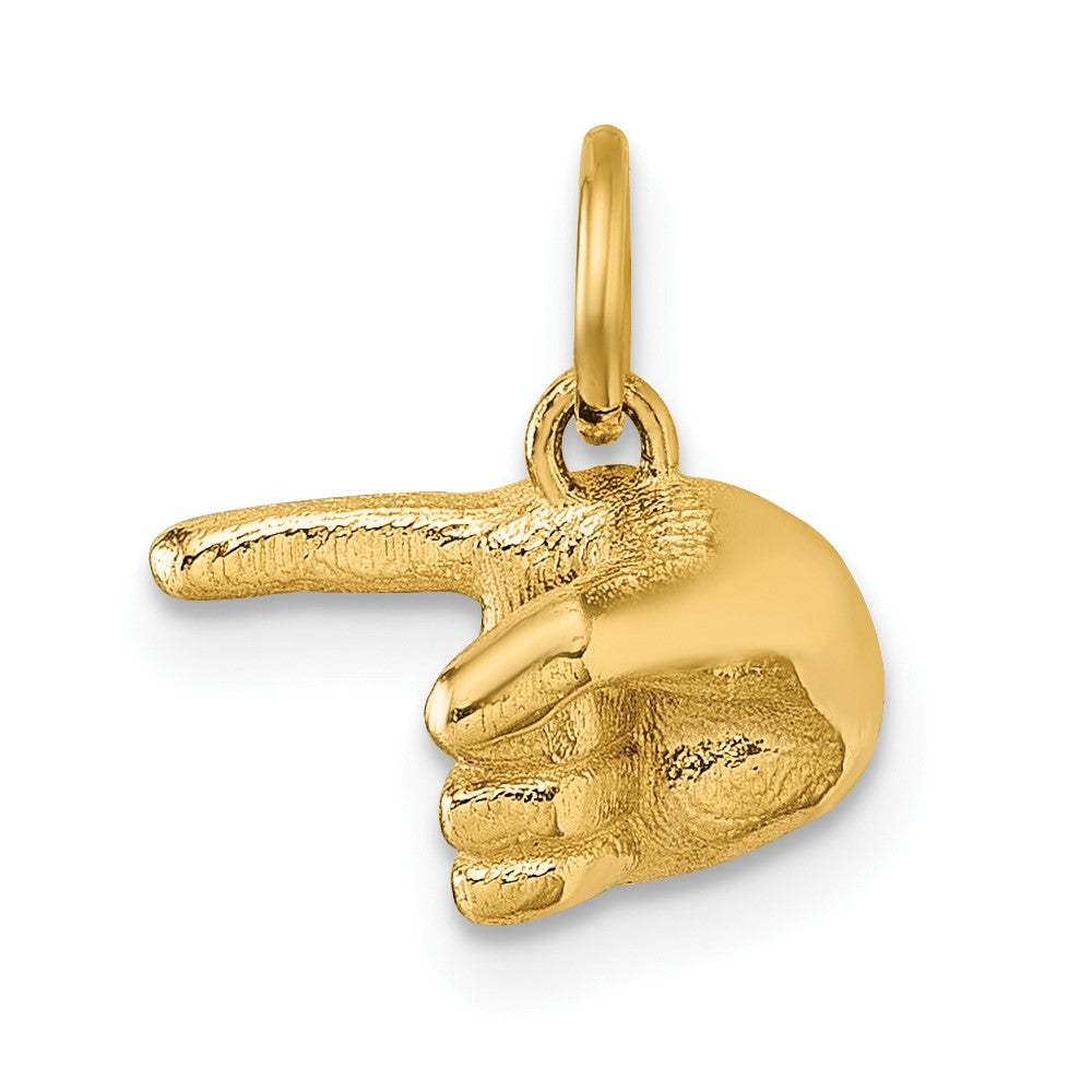 14K Polished 1-Finger Point Hand Pendant