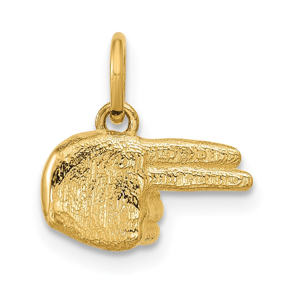 14K Polished 2-Finger Point Hand Pendant