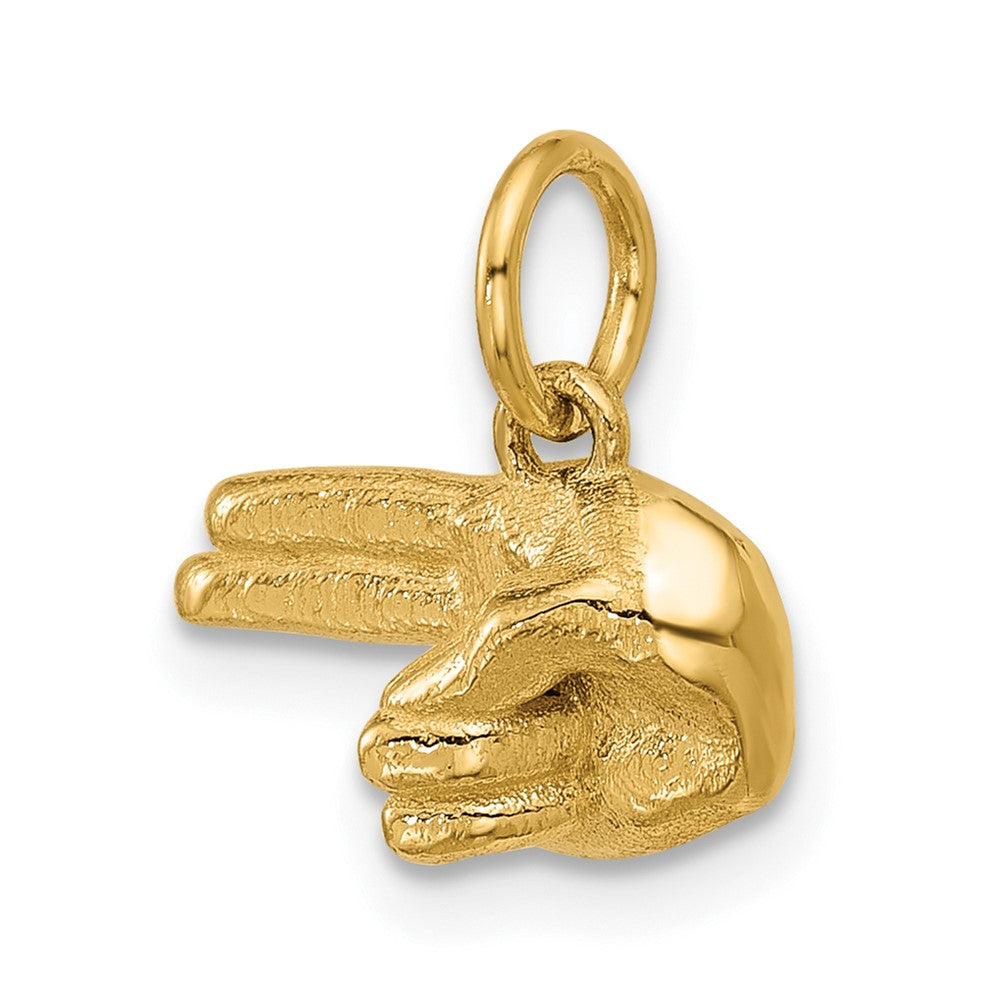 14K Polished 2-Finger Point Hand Pendant