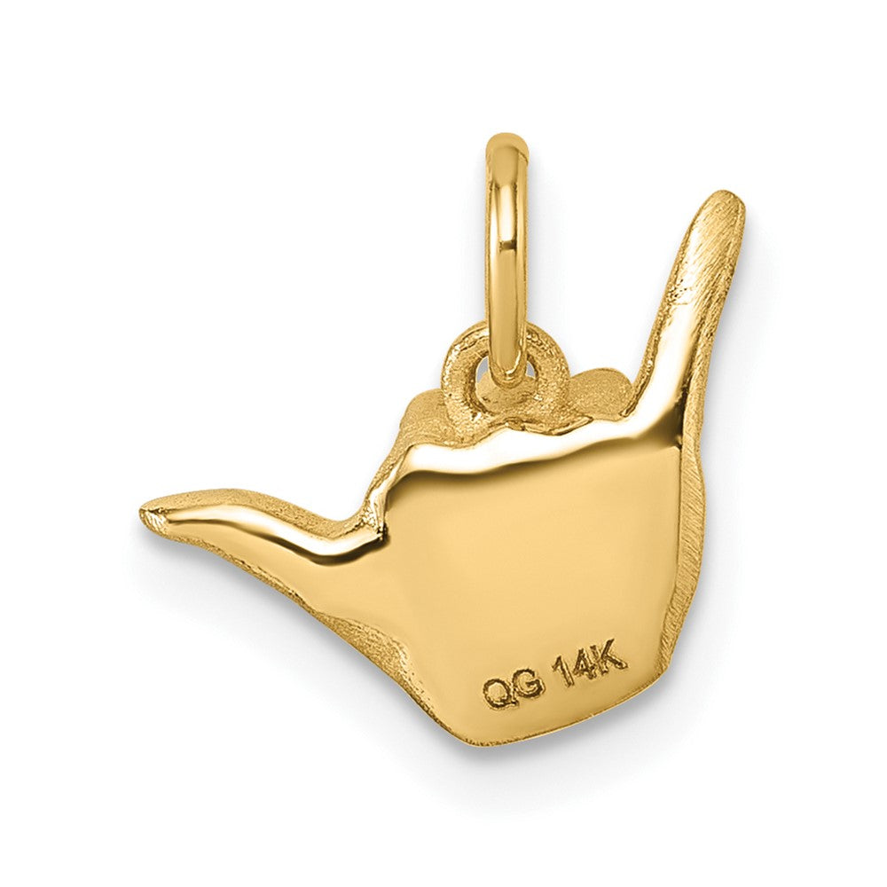 14K Polished Shaka Hang Loose Hand Pendant